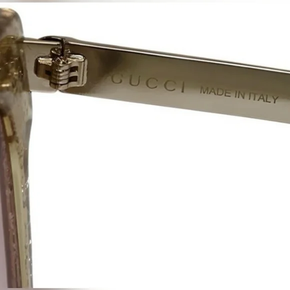 Gucci Women's Sunglasses Gold Glitter Web Stripe Square GG0281SA 004 50-23-146 - Picture 14 of 15